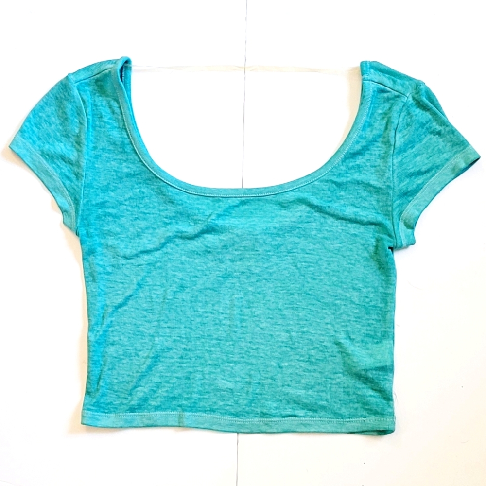 Scoop Neck Teal Crop Top